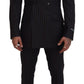 Elegant Black Striped Virgin Wool Suit