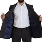 Elegant Black Striped Virgin Wool Suit