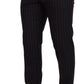 Elegant Black Striped Virgin Wool Suit