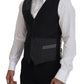 Elegant Black Striped Formal Dress Vest