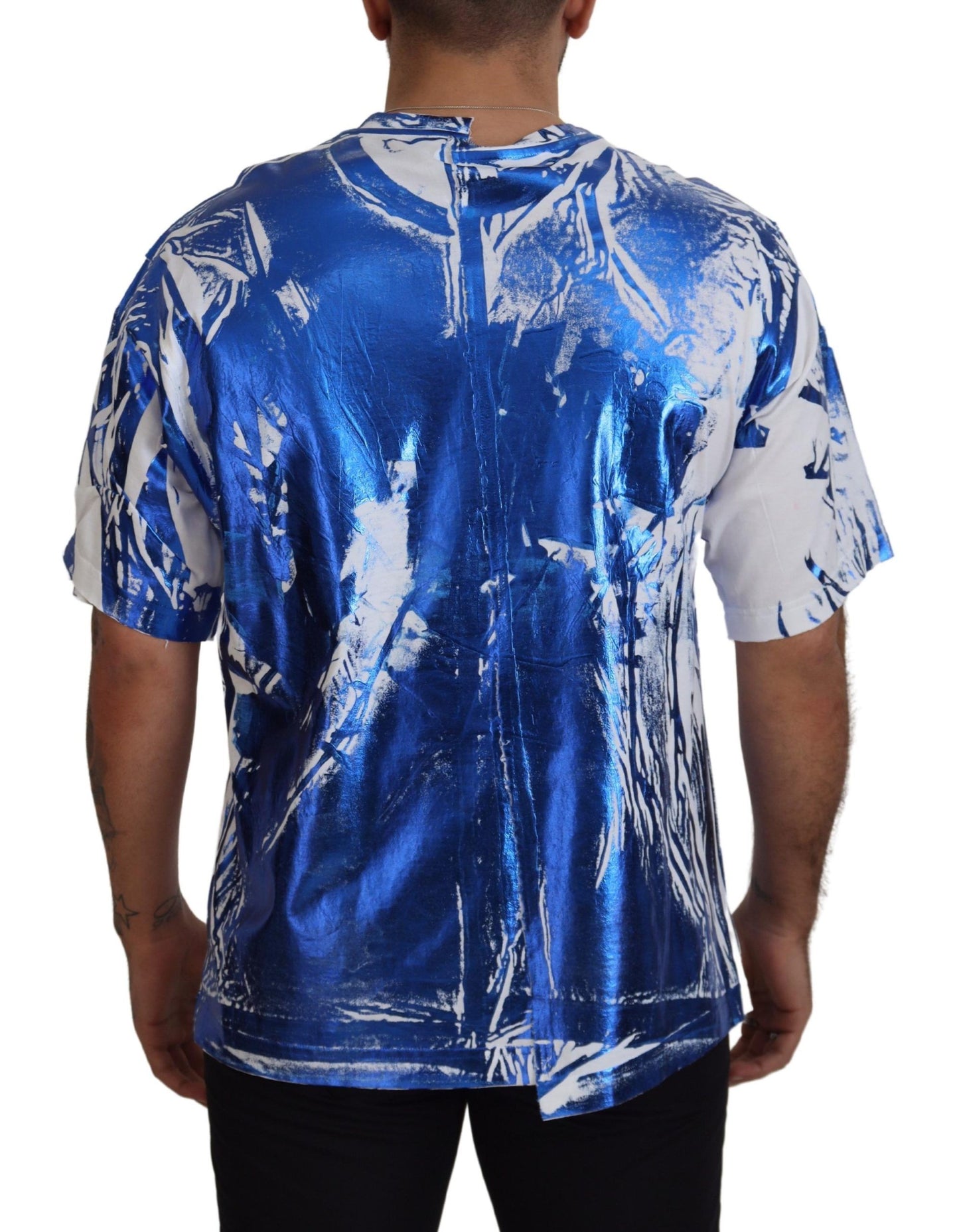 Chic Blue Cotton Crew Neck Tee