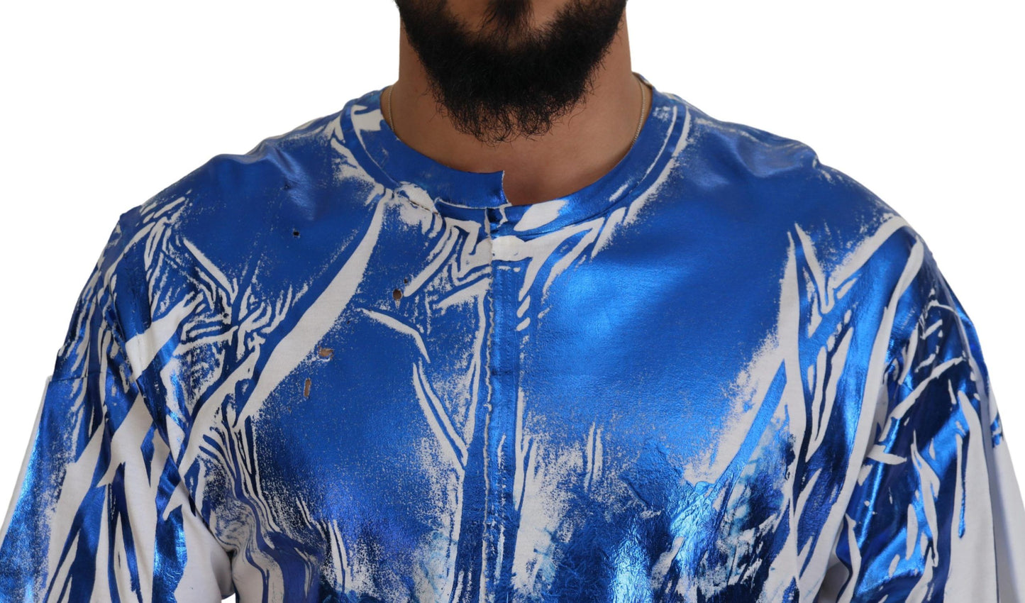 Chic Blue Cotton Crew Neck Tee