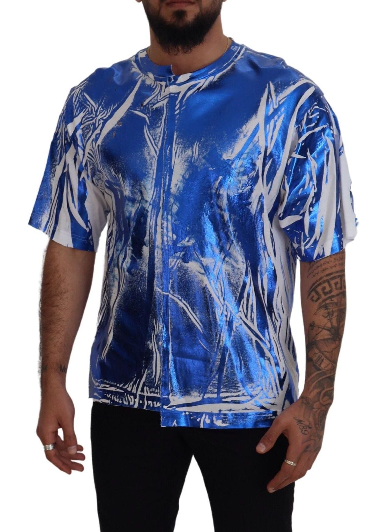 Chic Blue Cotton Crew Neck Tee