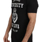 Sleek Black Crew Neck Tee with Exclusive Print