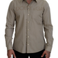 Elegant Beige Cotton Dress Shirt