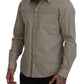 Elegant Beige Cotton Dress Shirt