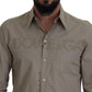 Elegant Beige Cotton Dress Shirt