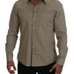 Elegant Beige Cotton Dress Shirt