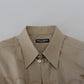 Elegant Beige Cotton Dress Shirt