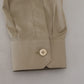 Elegant Beige Cotton Dress Shirt