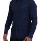 Elegant Blue Slim Fit Cotton Dress Shirt