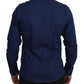 Elegant Blue Slim Fit Cotton Dress Shirt