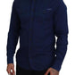 Elegant Blue Slim Fit Cotton Dress Shirt