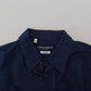 Elegant Blue Slim Fit Cotton Dress Shirt