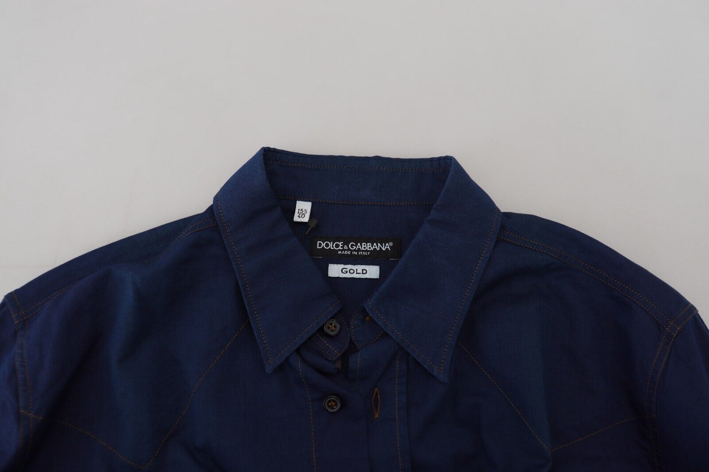 Elegant Blue Slim Fit Cotton Dress Shirt