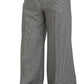 Elegant Wool-Mohair Black White Trousers