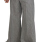 Elegant Wool-Mohair Black White Trousers