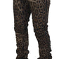 Exquisite Leopard Print Cotton Jeans