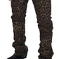 Exquisite Leopard Print Cotton Jeans