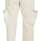Elegant Off White Cotton Blend Pants