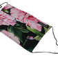 Black Floral Pleated Elastic Ear Strap Face Mask