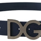 Elegant Blue Leather Belt with DG Buckle