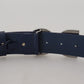Elegant Blue Leather Belt with DG Buckle