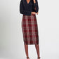 Chic Plaid Belted Midi Sheath Skirt