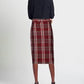 Chic Plaid Belted Midi Sheath Skirt