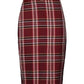 Chic Plaid Belted Midi Sheath Skirt