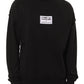 Chic Raw Cut Crewneck Sweatshirt in Black