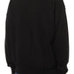 Chic Raw Cut Crewneck Sweatshirt in Black