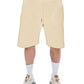 Beige Stretch Cotton Bermuda Shorts with Side Logo