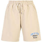 Beige Cotton Bermuda Shorts with Logo Print