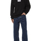 Chic Raw Cut Crewneck Sweatshirt in Black