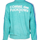 Chic Light Blue Zipper Jacket with Graphic Prints