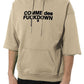 Beige Hooded Cotton Sweatshirt with Logo Print