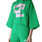 Chic Hooded Short Sleeve Green Sweatshirt