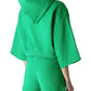 Chic Hooded Short Sleeve Green Sweatshirt