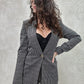 Chic Houndstooth Patterned Blazer with Gold Accents