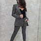 Chic Houndstooth Patterned Blazer with Gold Accents