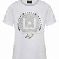 Elegant White Cotton Tee with Rhinestone Detailing