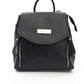 Black Leather Women Backpack