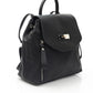 Black Leather Women Backpack