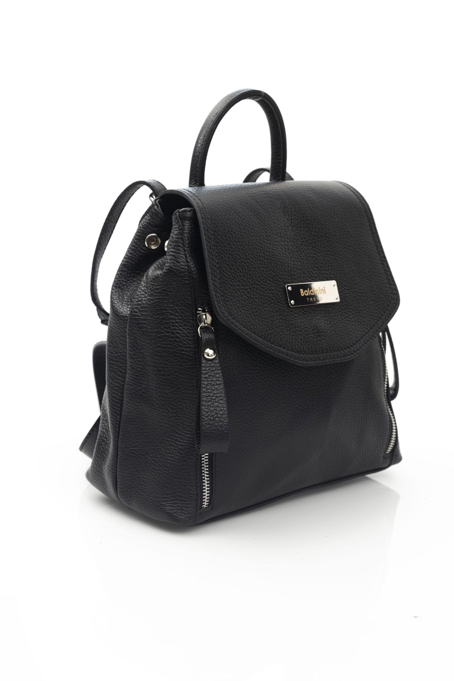 Black Leather Women Backpack