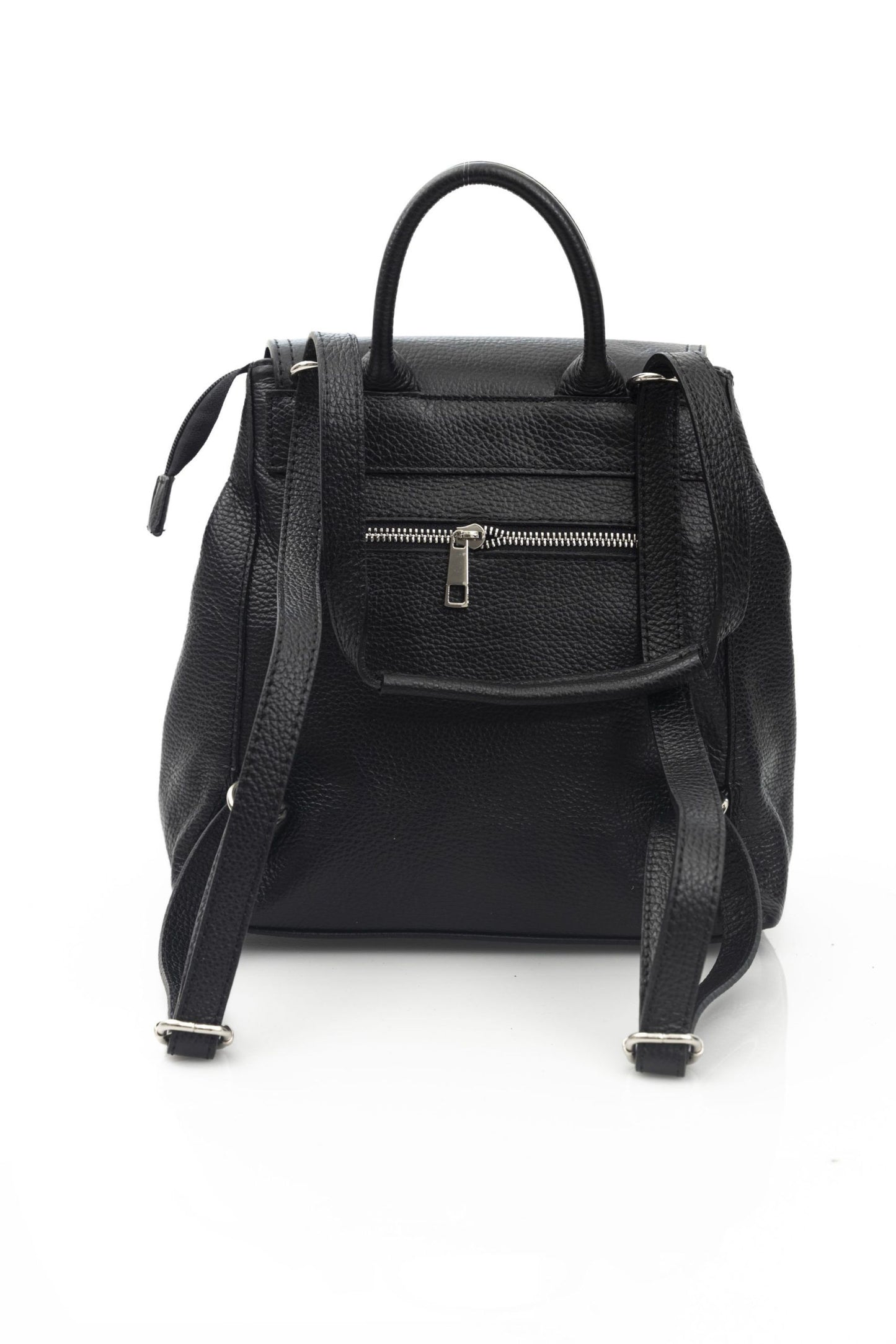 Black Leather Women Backpack