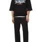 Black Cotton Half-Sleeve Hooded Sweatshirt