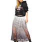 Elegant Grey Pleated Skirt with Logo Waistband