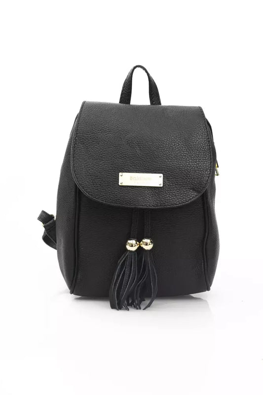 Black Cow Leather Women Backpack