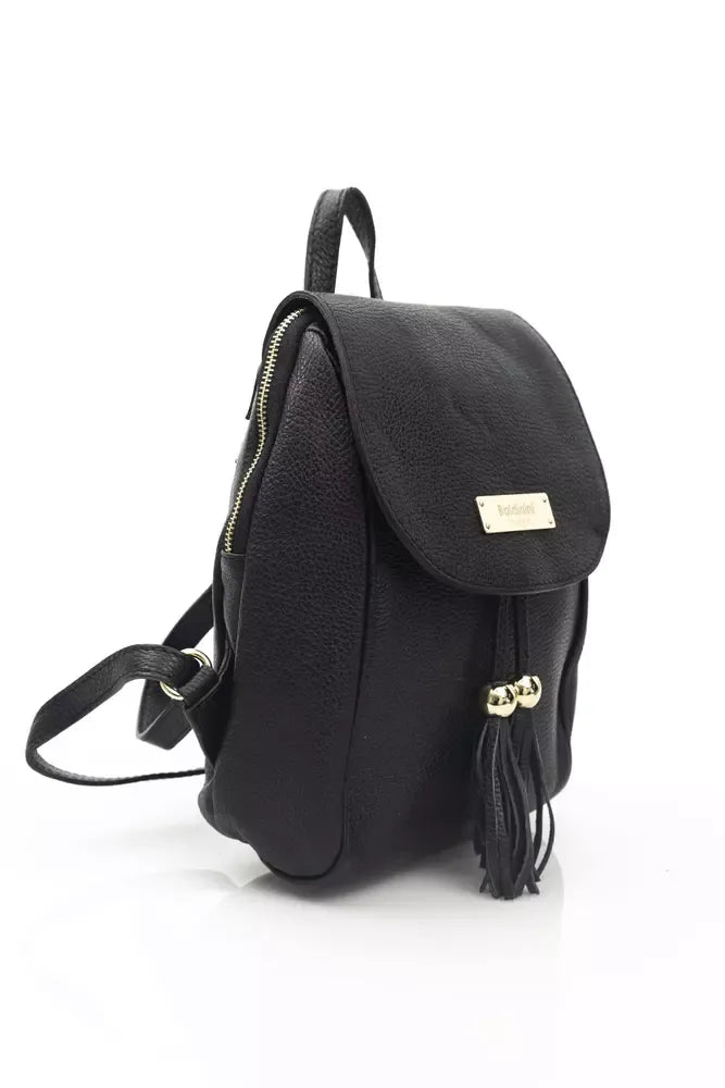 Black Cow Leather Women Backpack